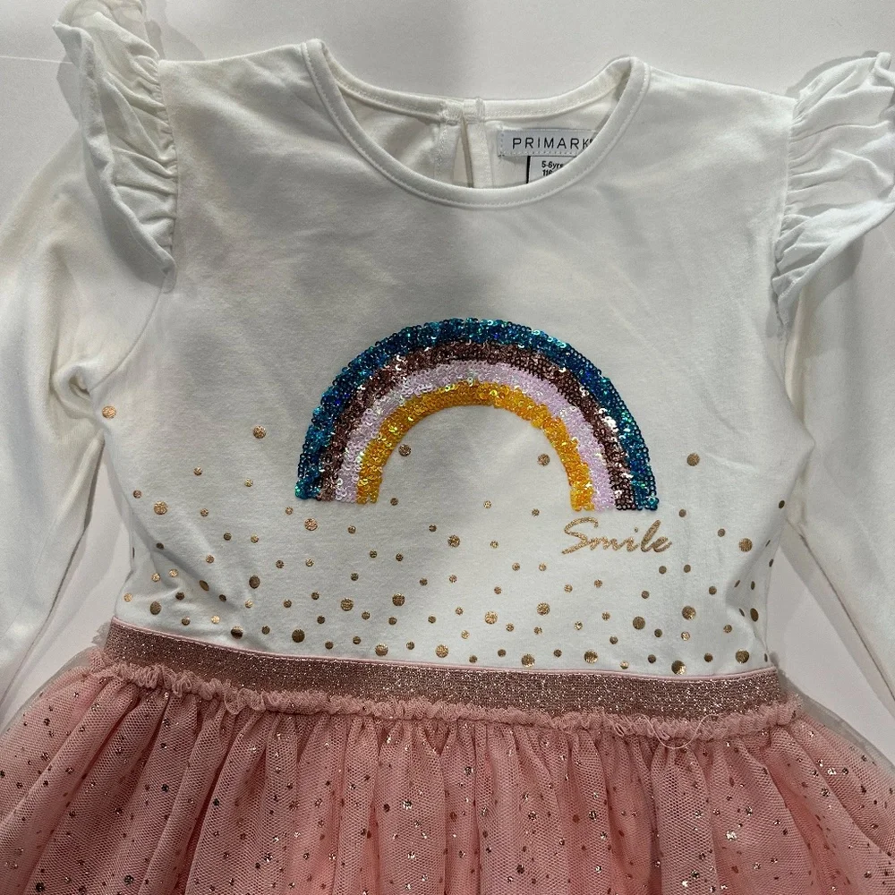 Primary Rainbow‎ Dress - Size 5/6 Years.